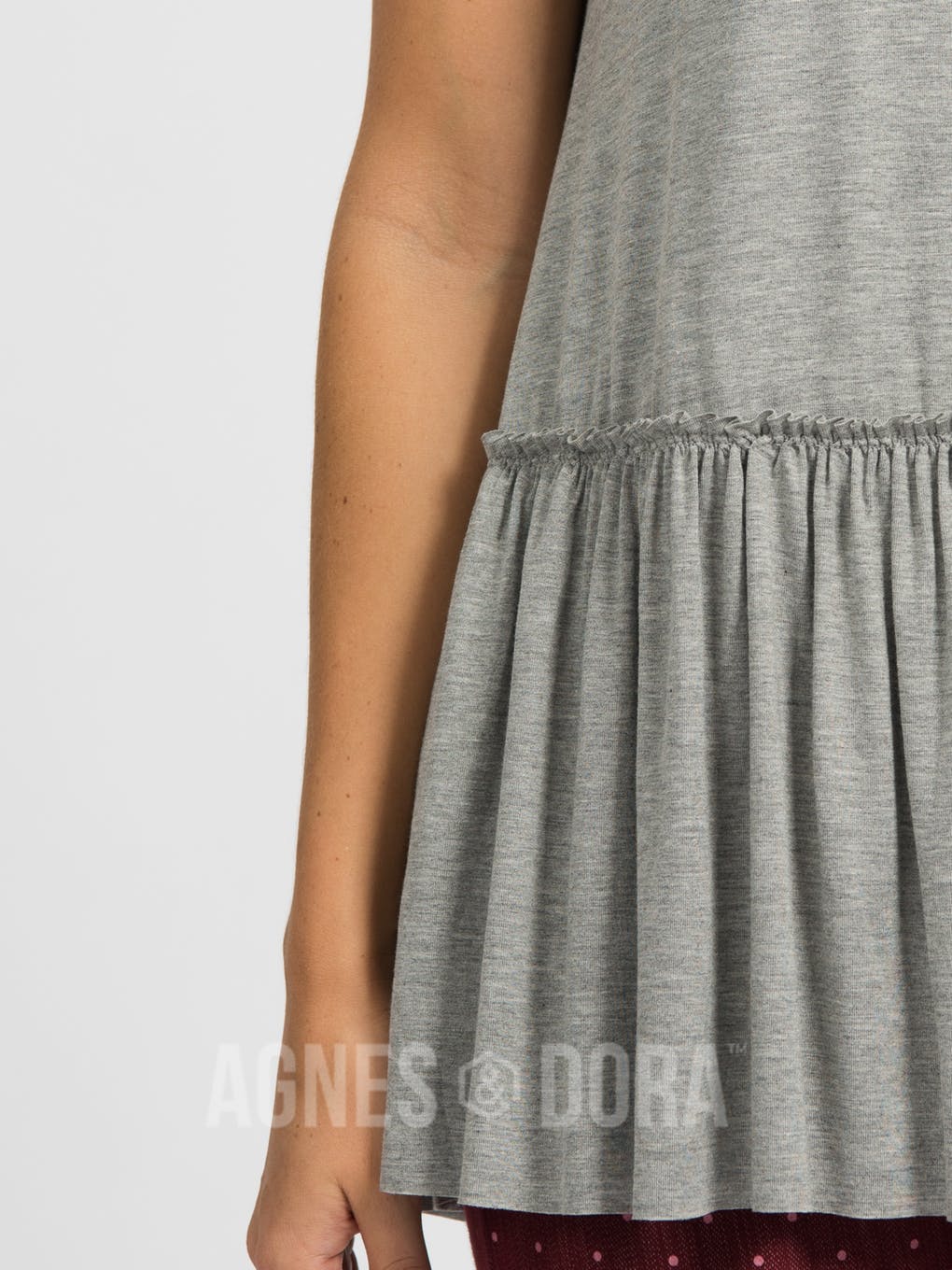 Relaxed Ruffle Tee Ash Gray