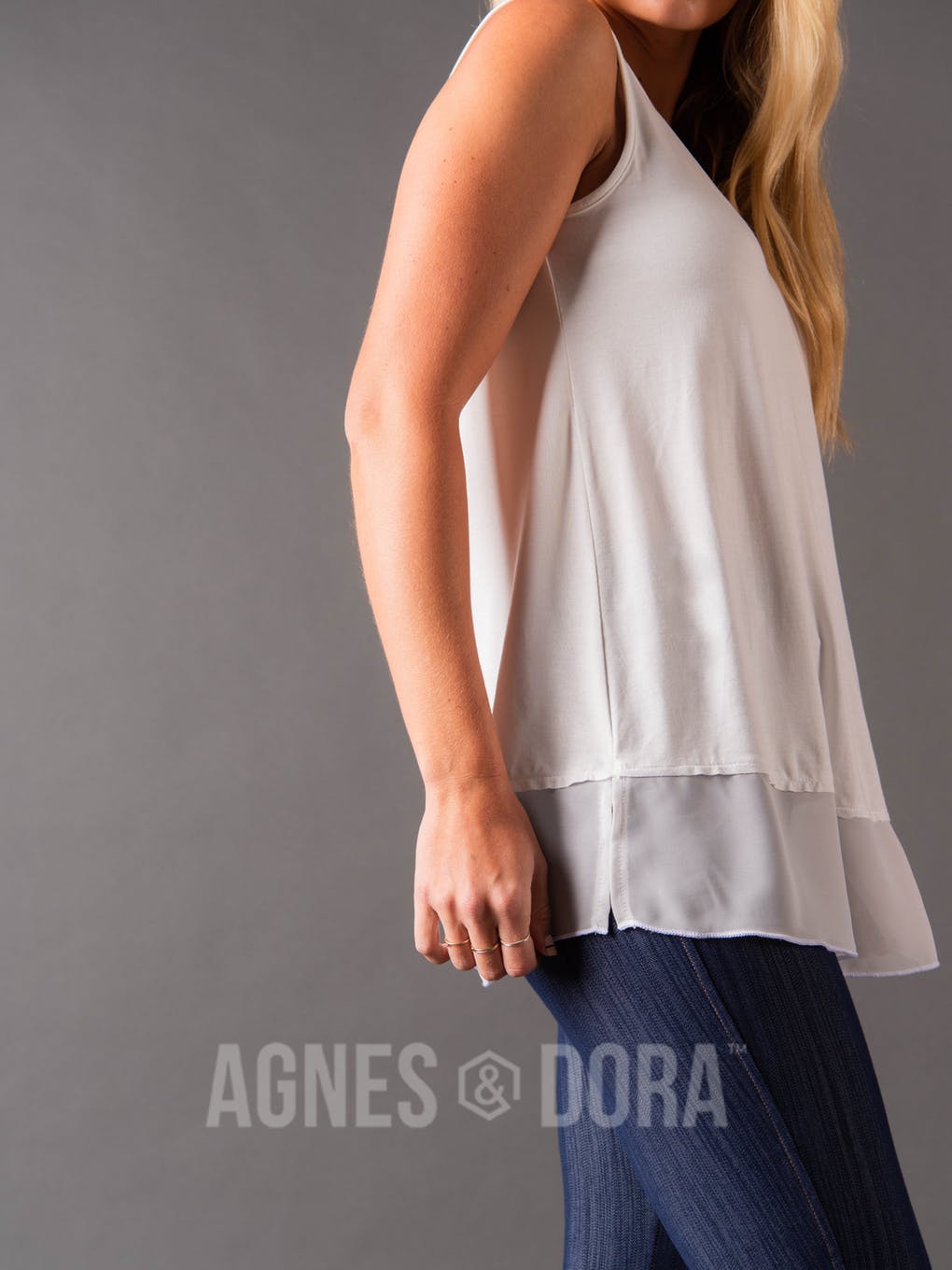 Chiffon Ruffle Tank Ivory