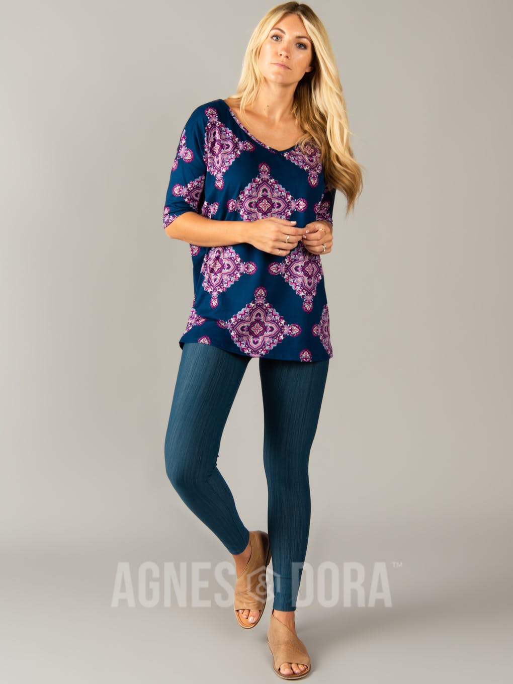 Urban Pullover Double V-Neck Navy Orchid Boho