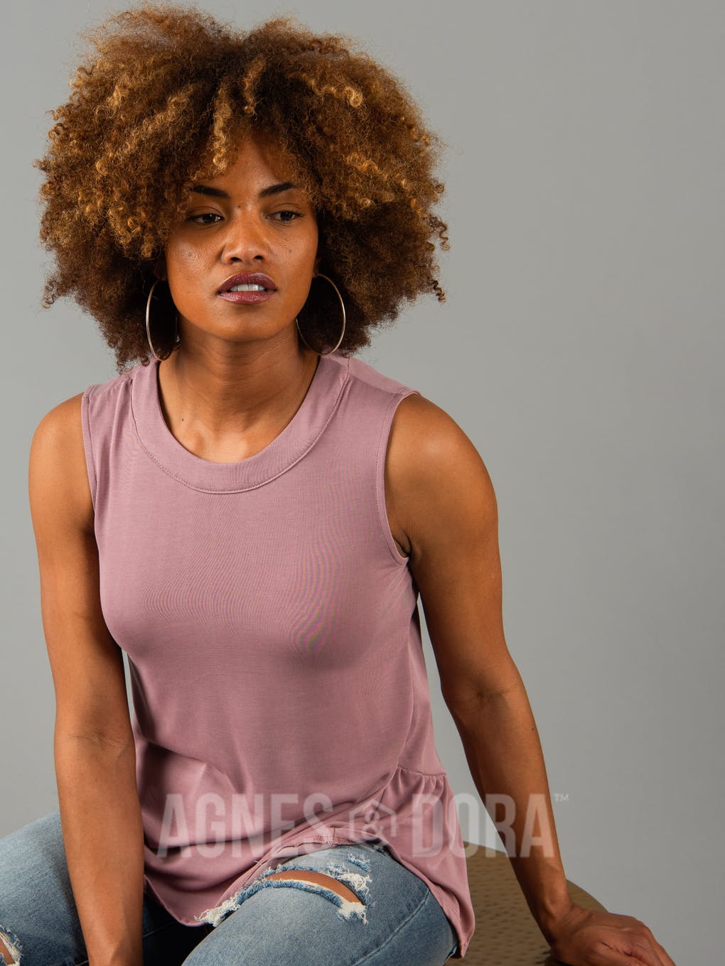 Gathered Tank Vintage Rose