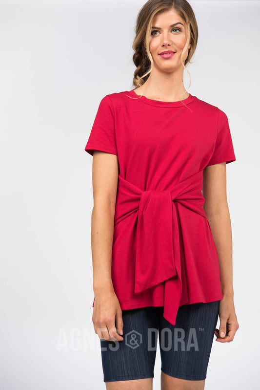 Side Seam Sash Top Amore Red