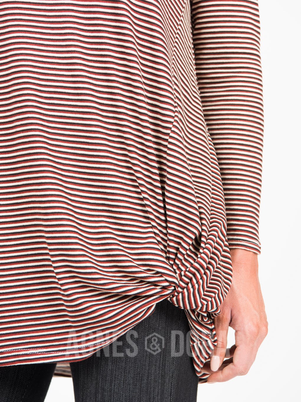 Side Knot Tunic Hacci Burgundy Stripe