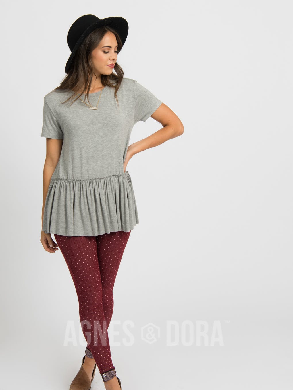 Relaxed Ruffle Tee Ash Gray