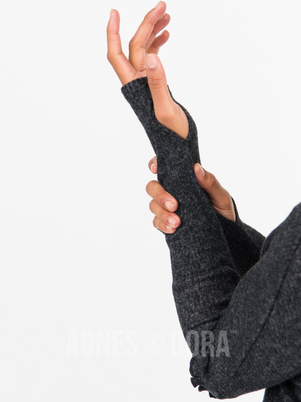 Open Front Thumbhole Cardi Black/White