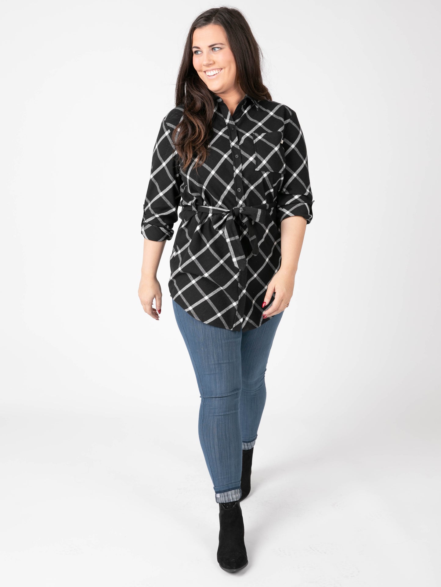 Flannel Tunic Window Paine Black Ivory
