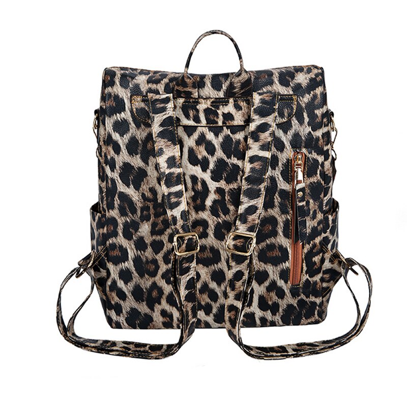 Leather Backpack Floral Or Leopard w/ Shoulder Strap