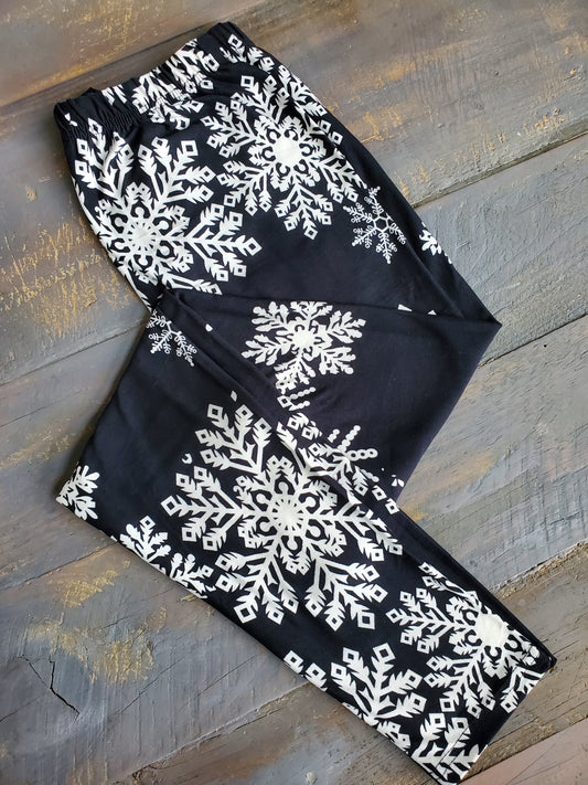 Black Snowflakes Leggings