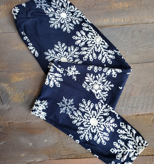 Navy Snowflakes  Leggings