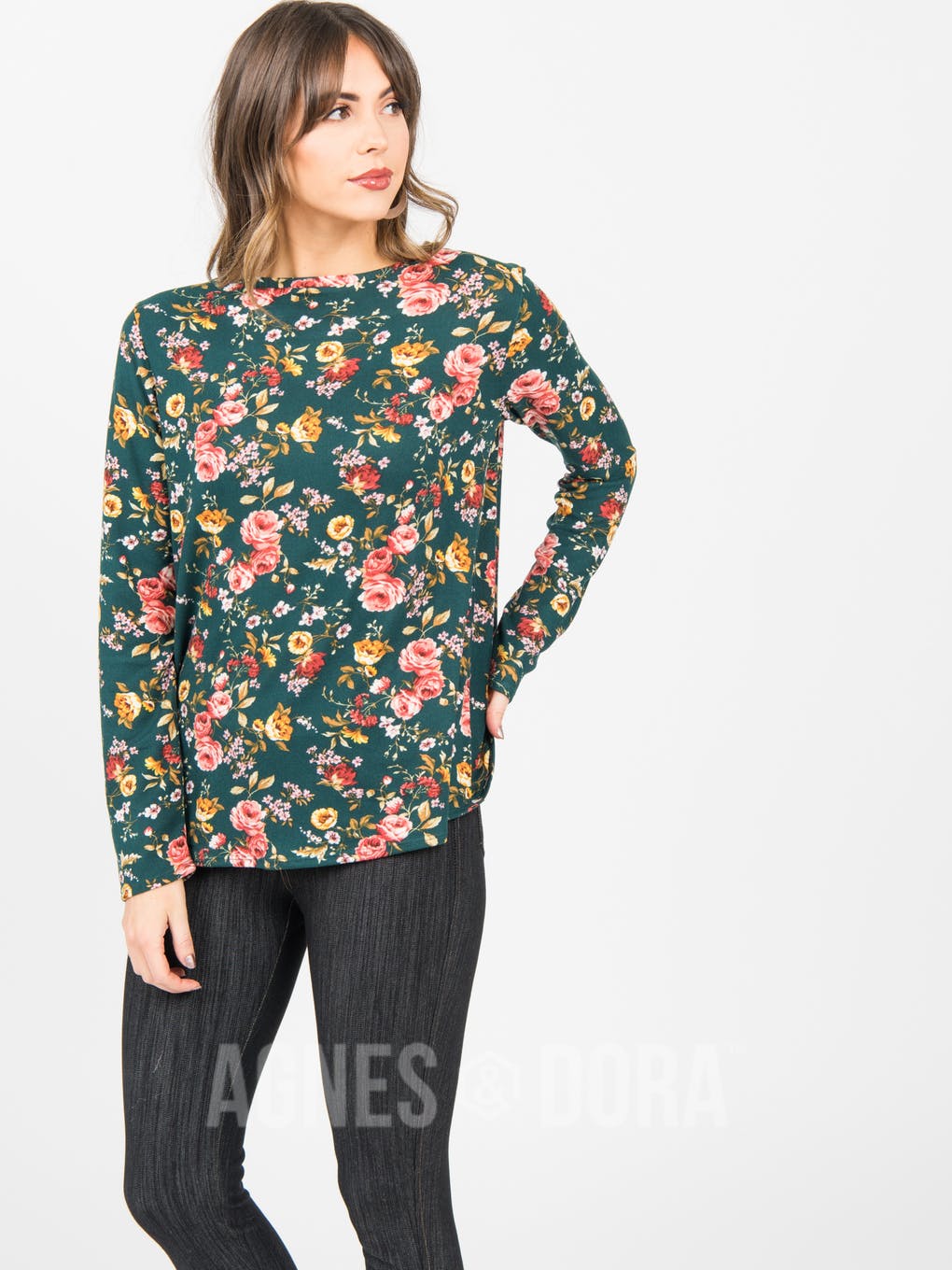 Cross Over Sweater Teal Floral