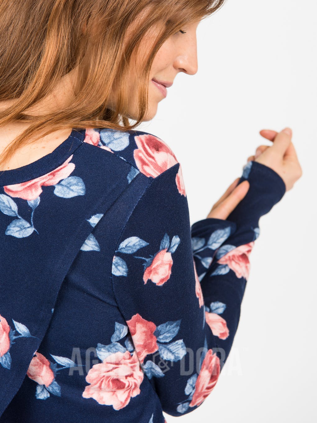 Cross Over Sweater Navy Blush Floral