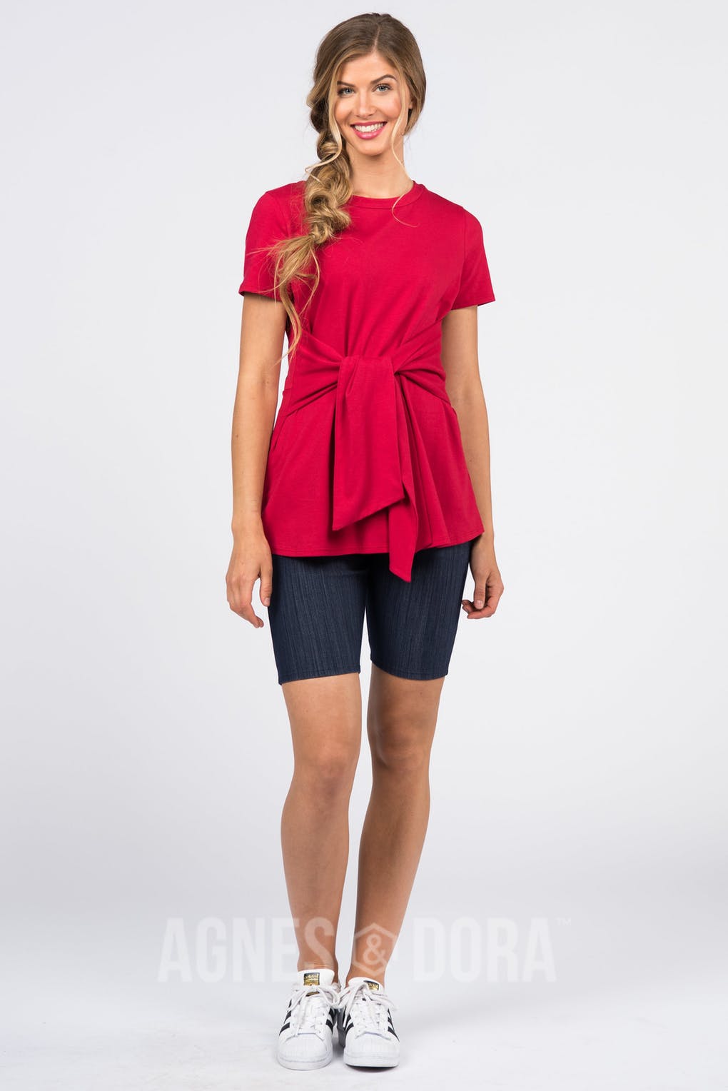 Side Seam Sash Top Amore Red