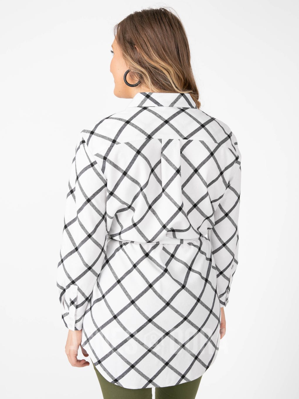 Flannel Tunic Windowpane - Ivory/Black