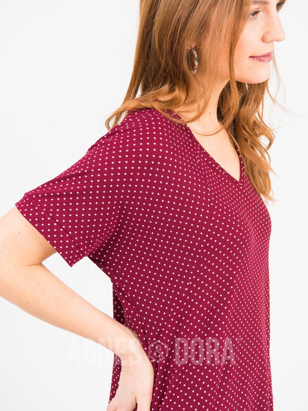 Love Top Burgundy Ivory Polka Dot