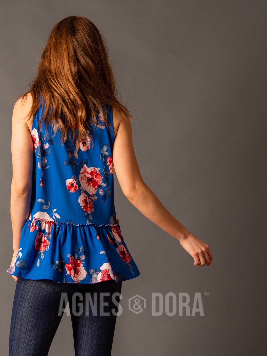 Relaxed Ruffle Tank Blue/Red Floral