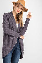 TULIP SHAPE BRUSHED HACCI CARDIGAN CHARCOAL