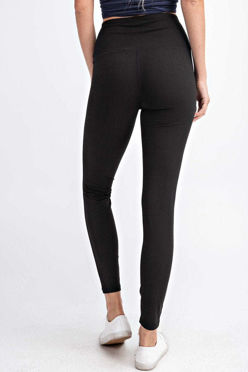 Laser Cut Yoga Leggings Solid Black