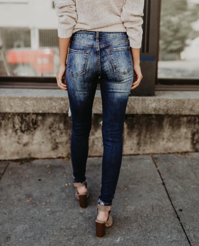KanCan Dark Wash Distressed Jeans