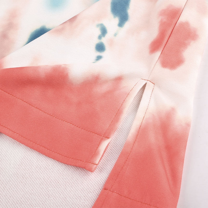 Tie Dye Pullover Sweatshirt Coral