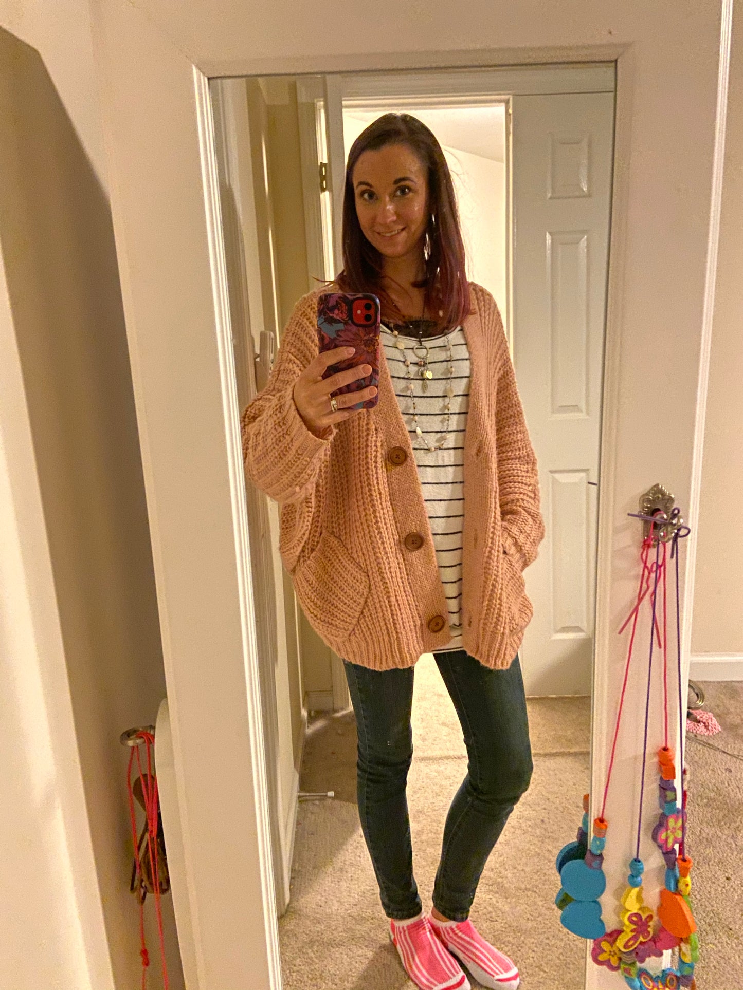 V BACK CHUNKY KNIT CARDIGAN