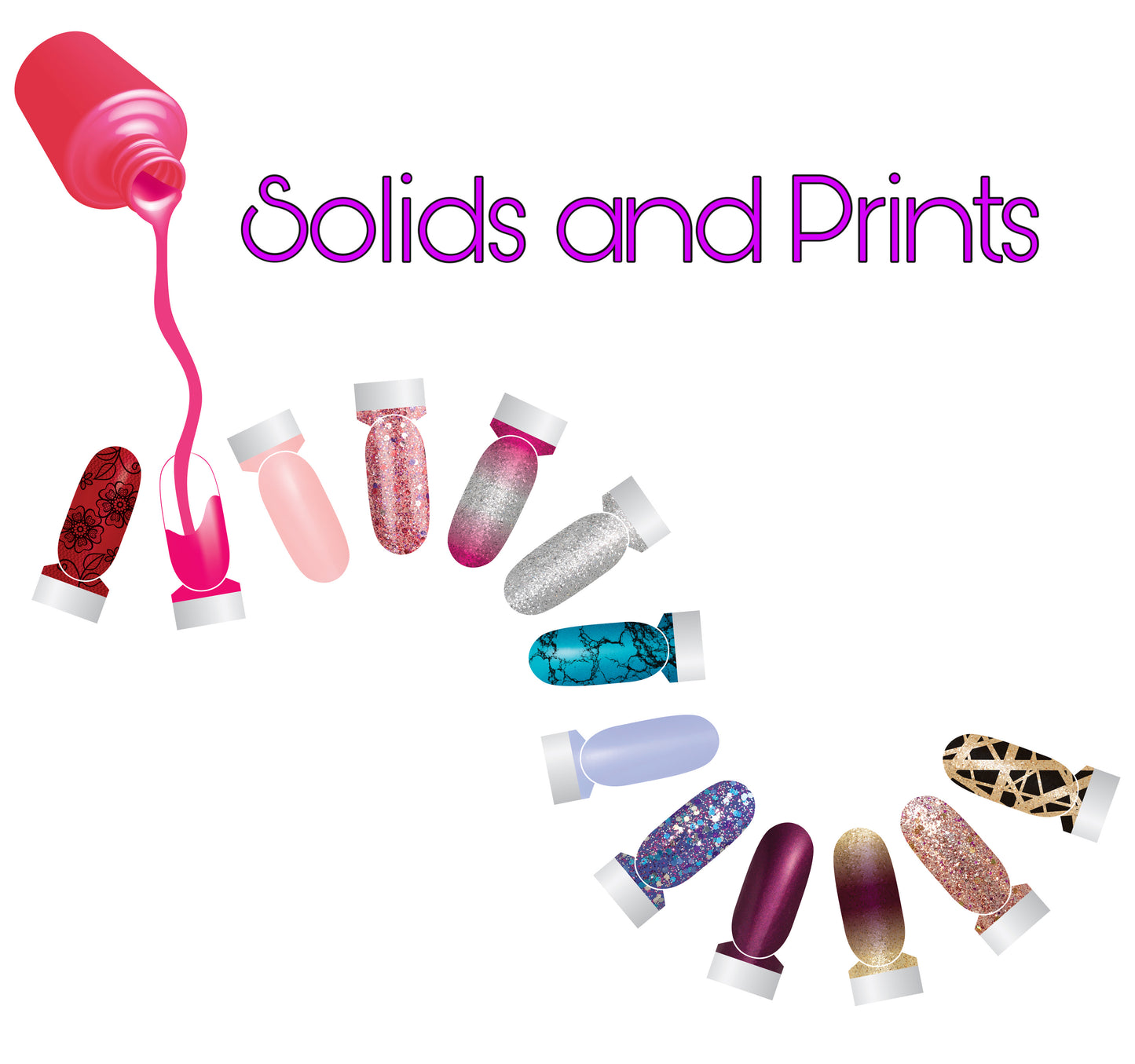 Solids and Print Nail Strips