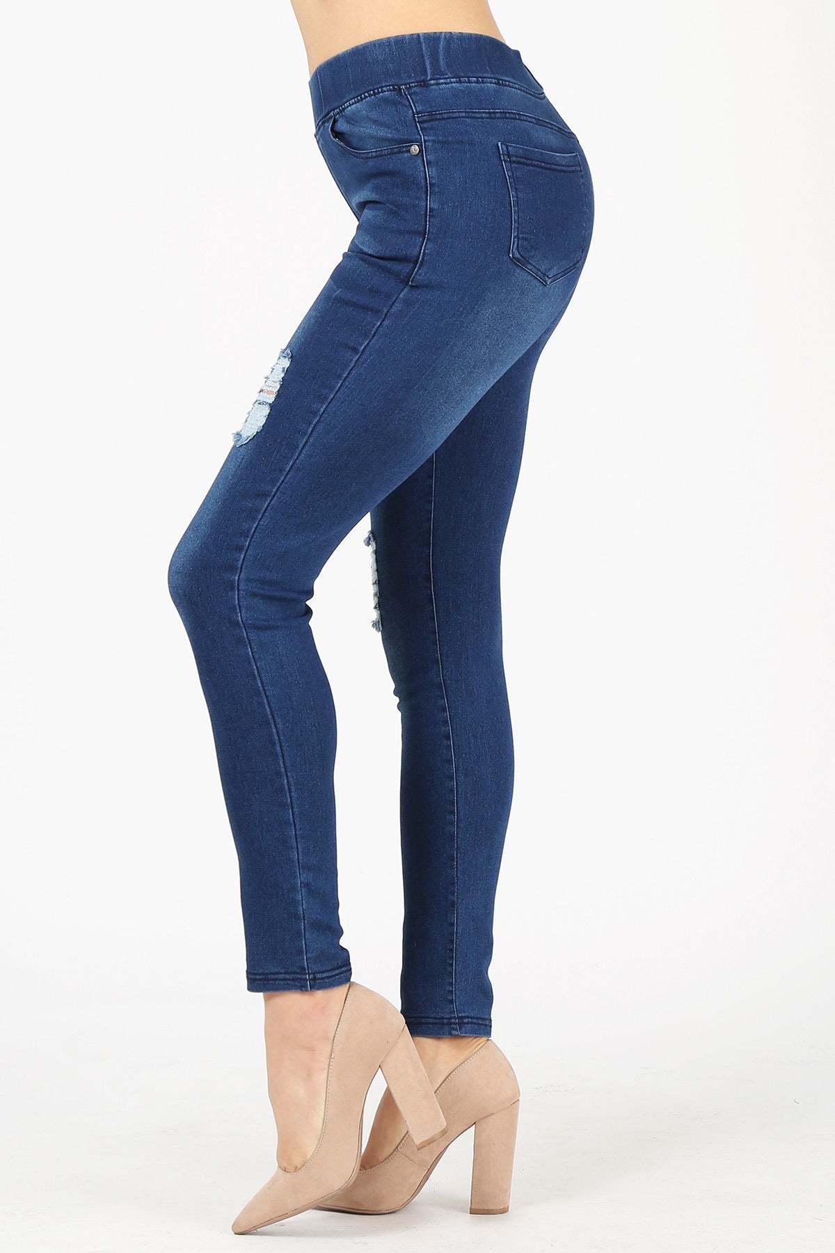 High Waist Distressed Stretch Denim Jeggings Jeans Pant