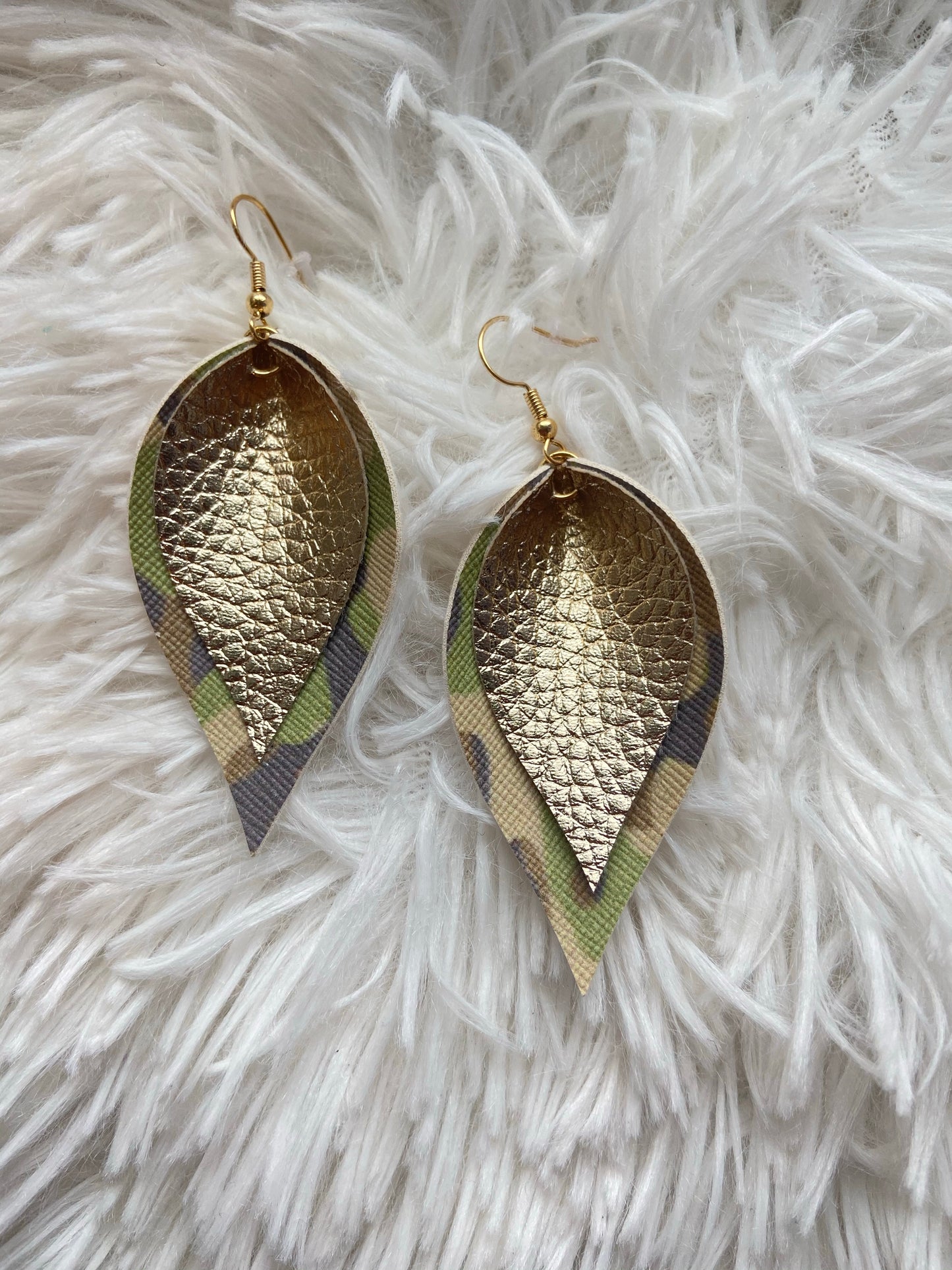 Gold Camo Double Layer Earrings