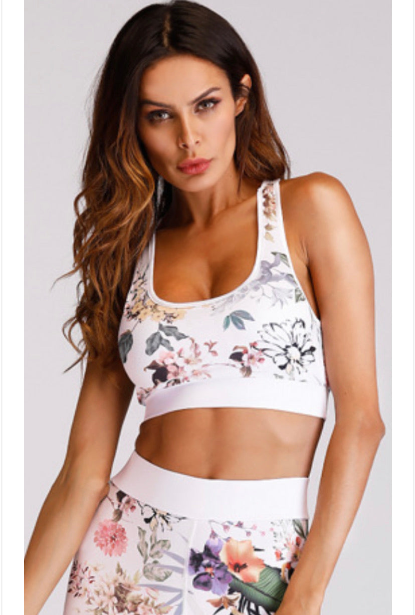 Go With The FLOral Athletic Sports Bra Top Activewear
