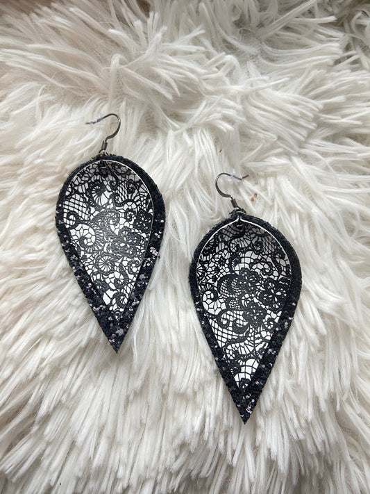 Sparkles and Lace Double Layer Earrings