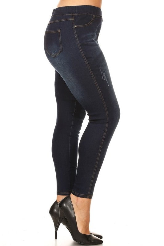 Dark Denim Lightly Distressed Jeggings