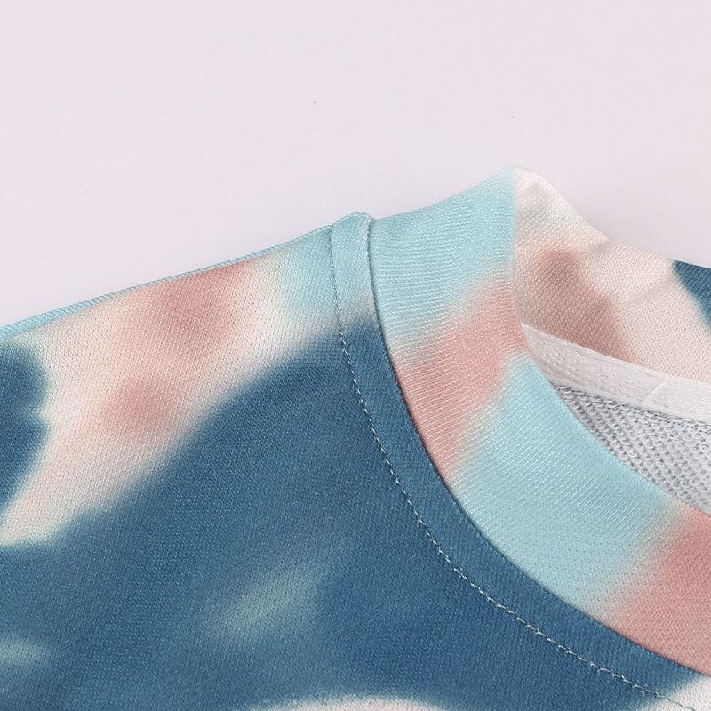 Tie Dye Pullover Sweatshirt Coral