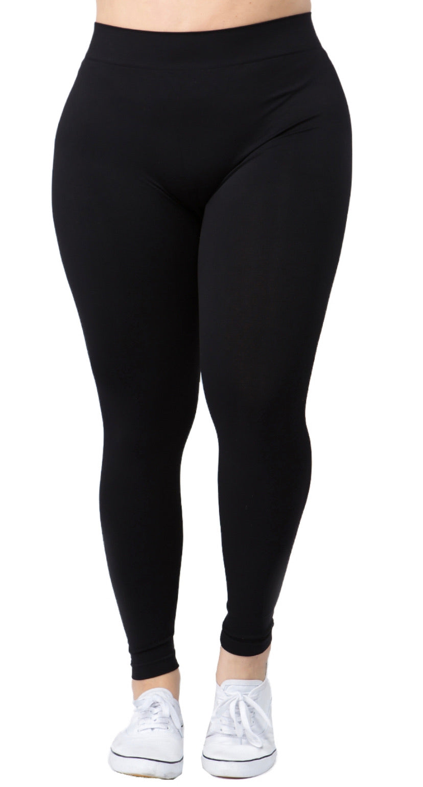 Soft Seamless Black Leggings One Size AND Plus!!