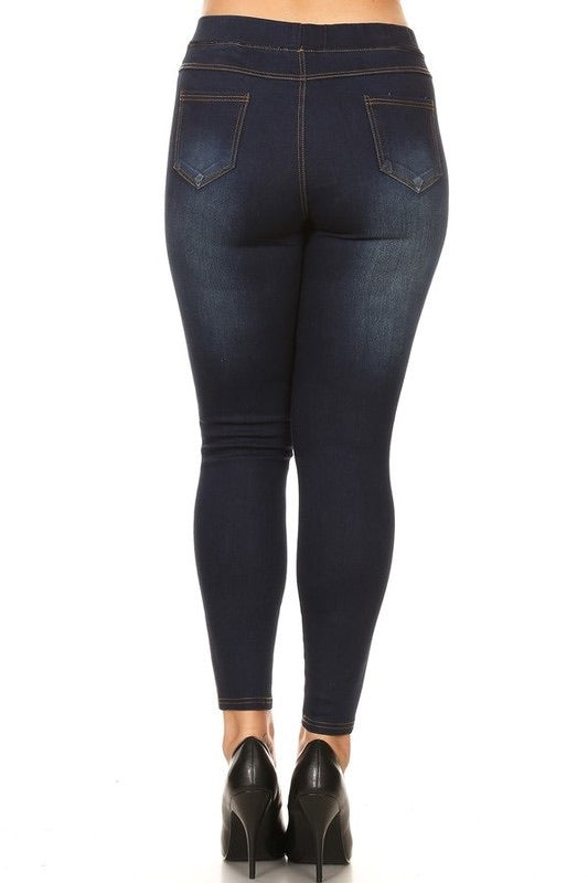 Dark Denim Lightly Distressed Jeggings