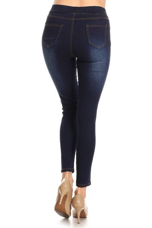 Dark Denim Lightly Distressed Jeggings