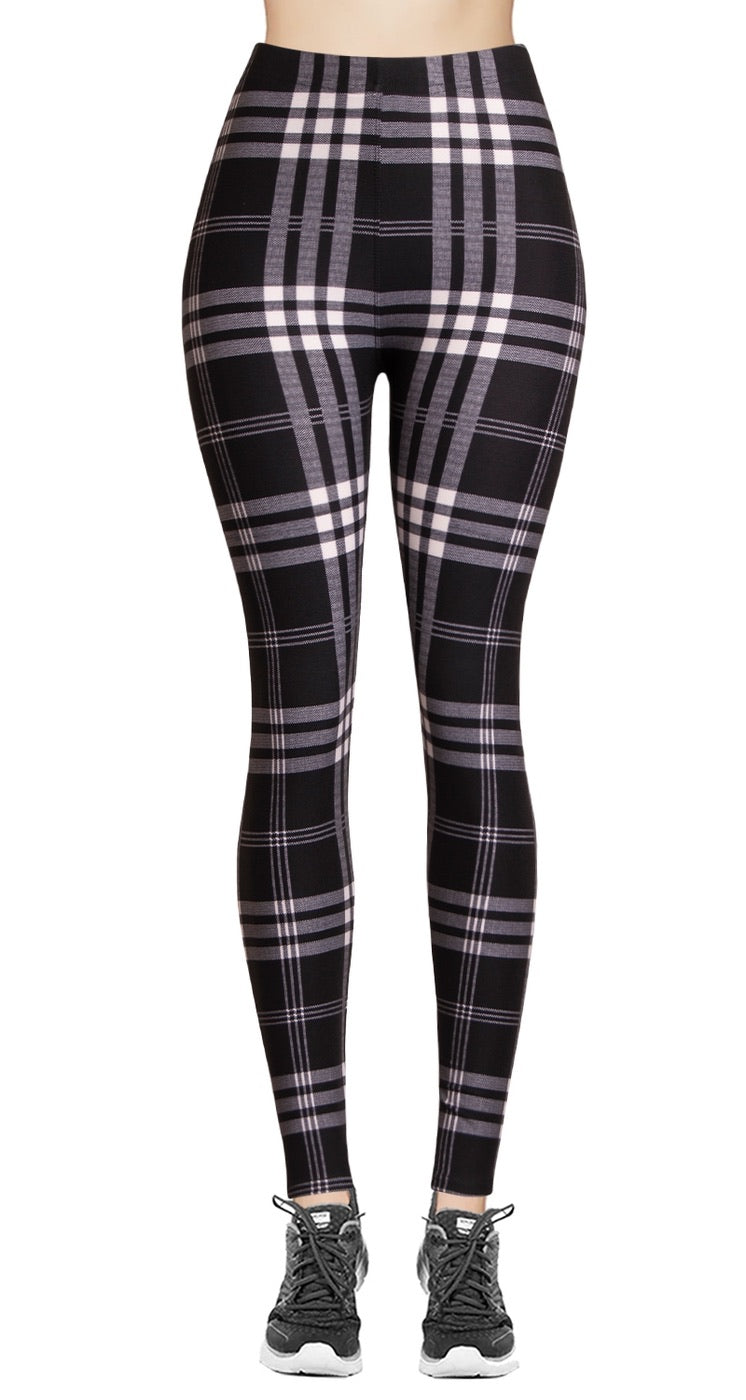 Black and White Plaid Buttery Soft Holiday Legging OS and Plus