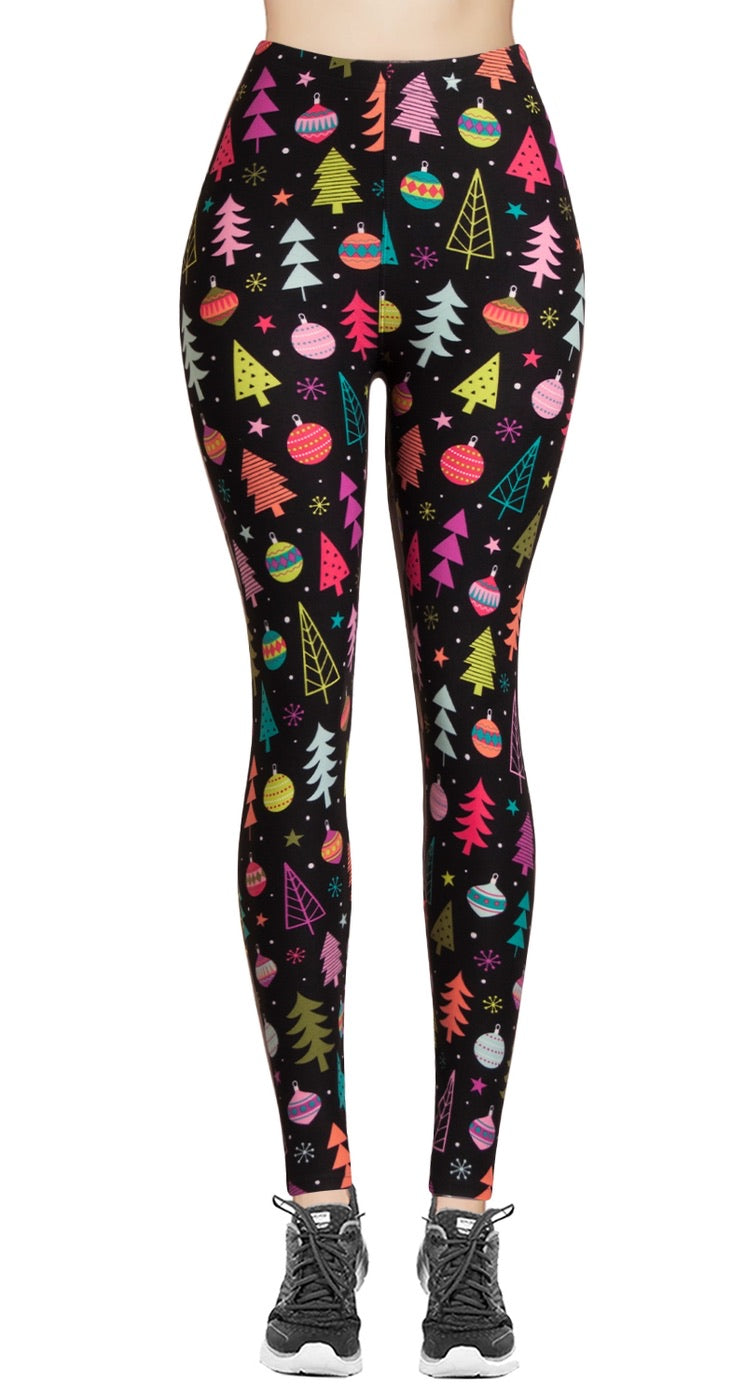 Colorful Trees Buttery Soft Holiday Legging OS and Plus