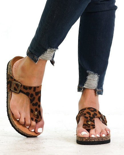Leopard Print Burk Style Sandals