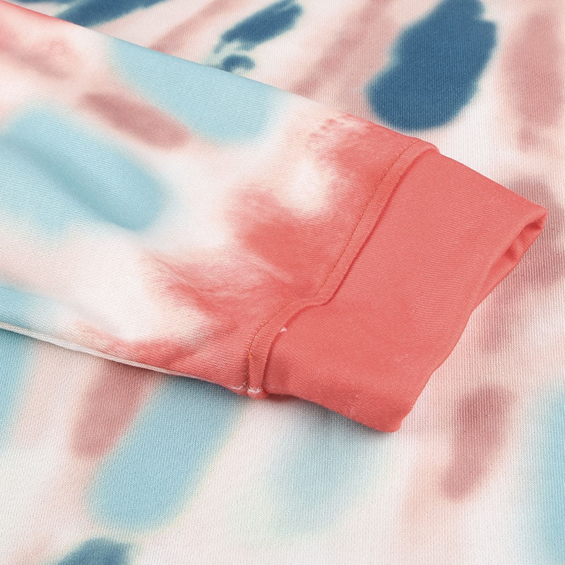 Tie Dye Pullover Sweatshirt Coral