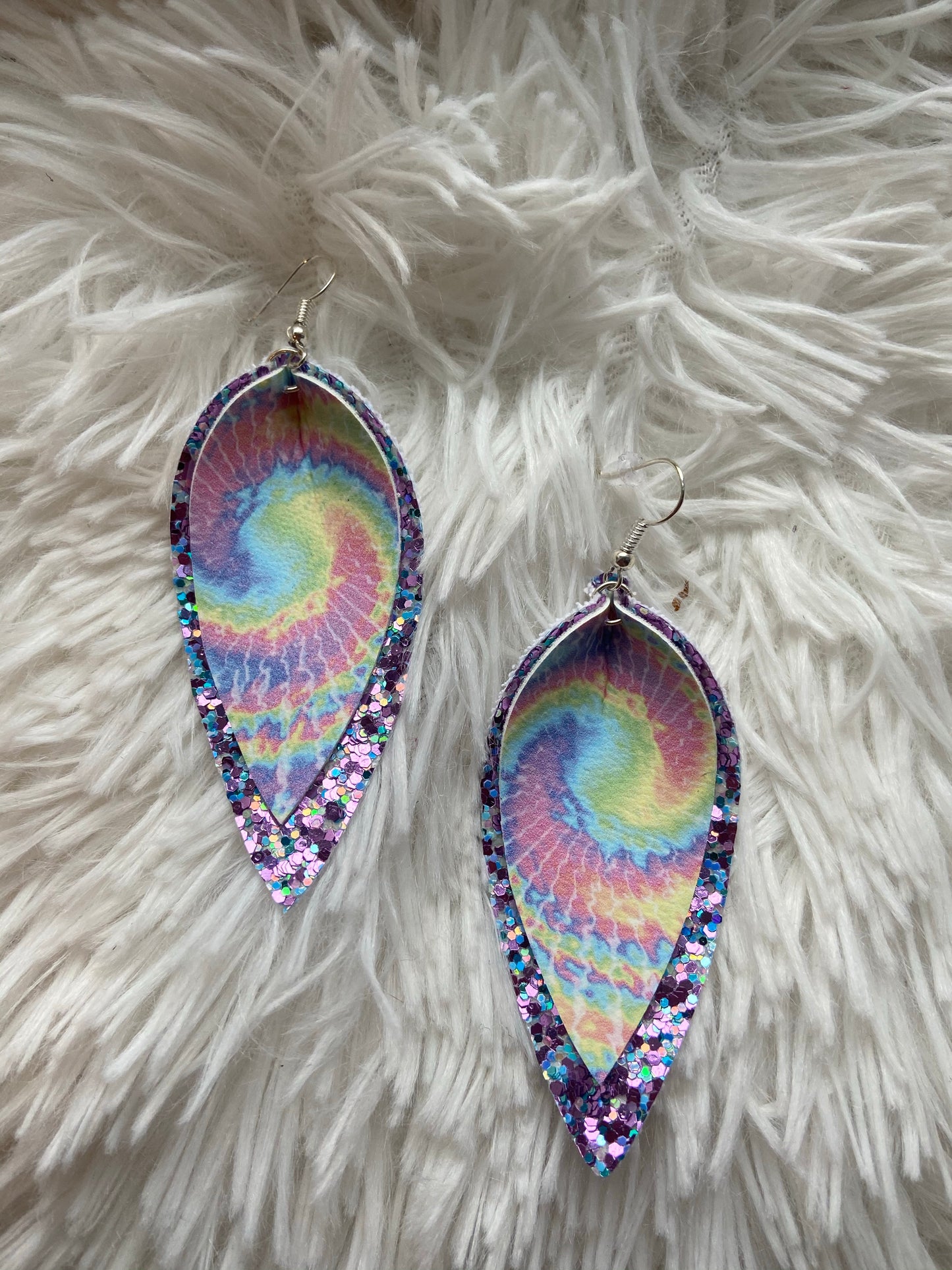 Tie Dye and Sparkles Double Layer Earrings