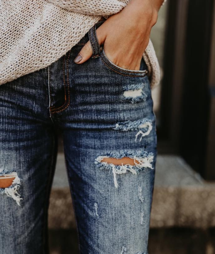 KanCan Dark Wash Distressed Jeans