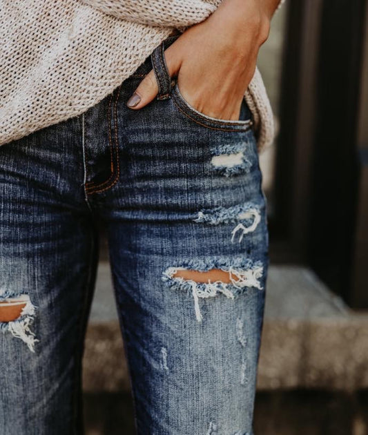 KanCan Dark Wash Distressed Jeans