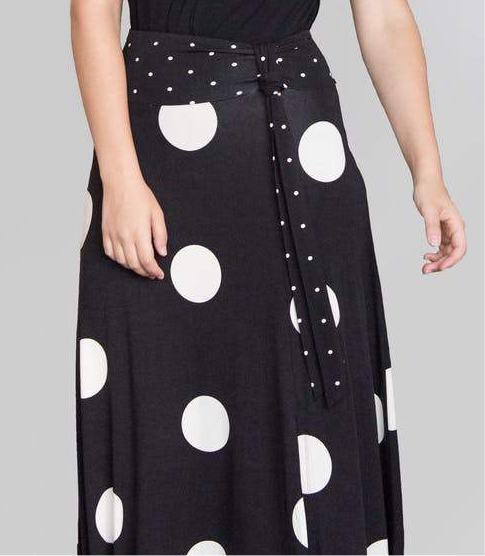 Wrap Maxi Skirt Polka Dot