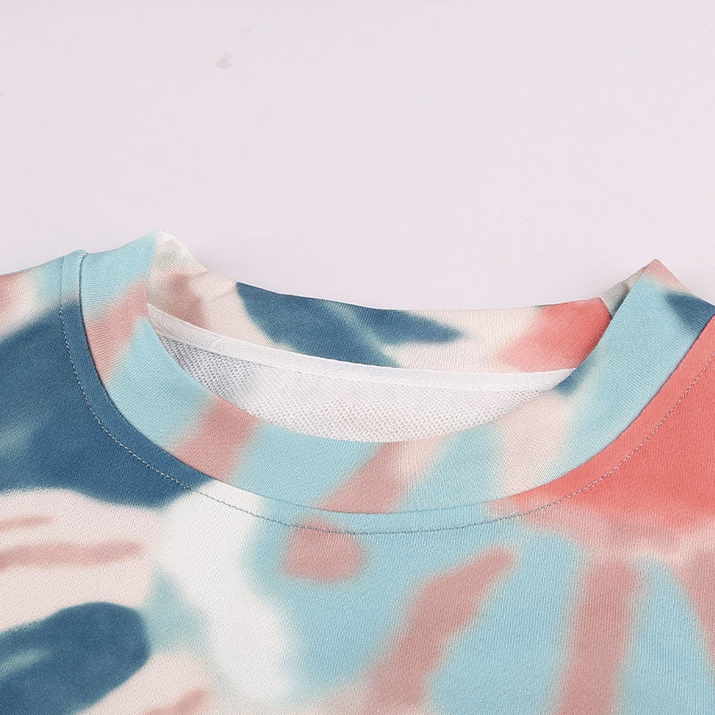 Tie Dye Pullover Sweatshirt Coral