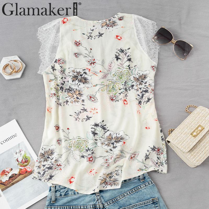 Patchwork Lace V neck Sleeveless Ivory Floral Tank