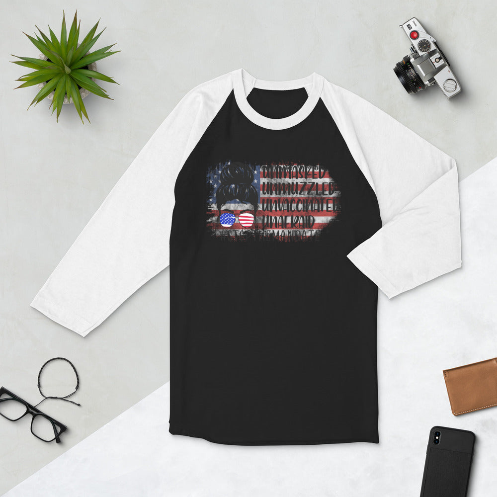 Stop the Mandate 3/4 sleeve raglan shirt Unisex