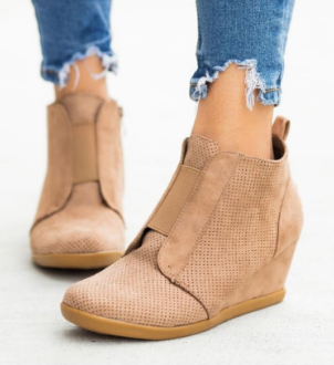 Taupe Suede Bootie Wedge